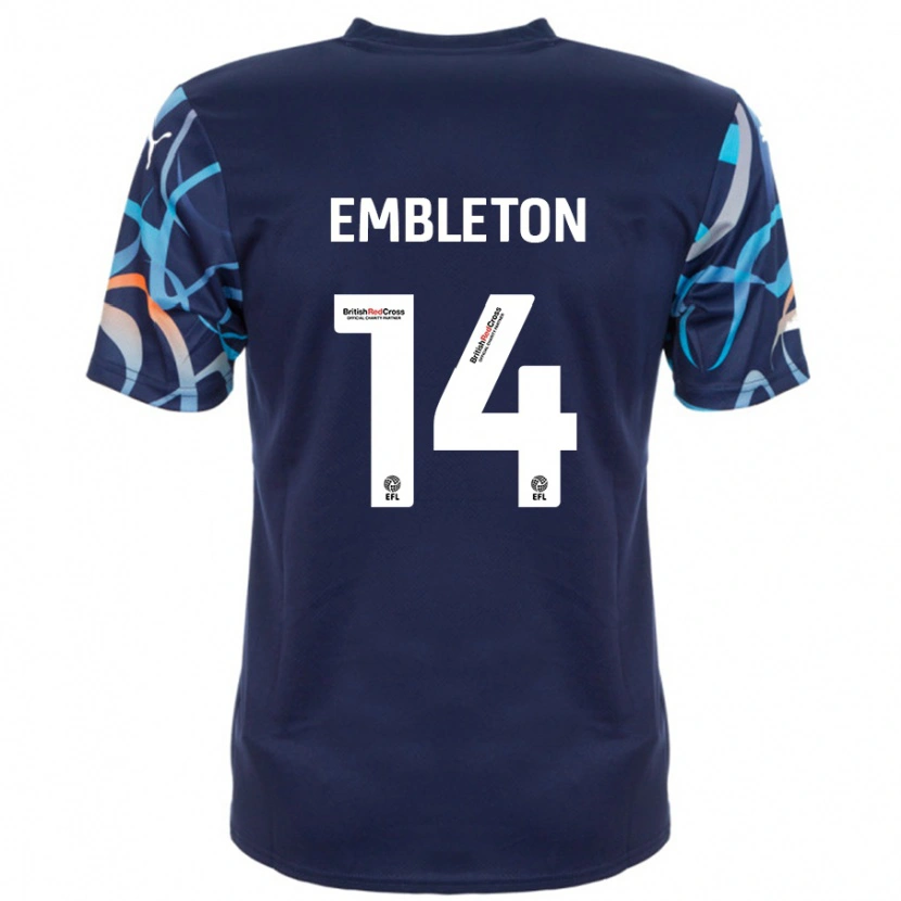Danxen Män Elliot Embleton #14 Marinblå Bortatröja Matchtröjor 2024/25 Tröjor T-Tröja