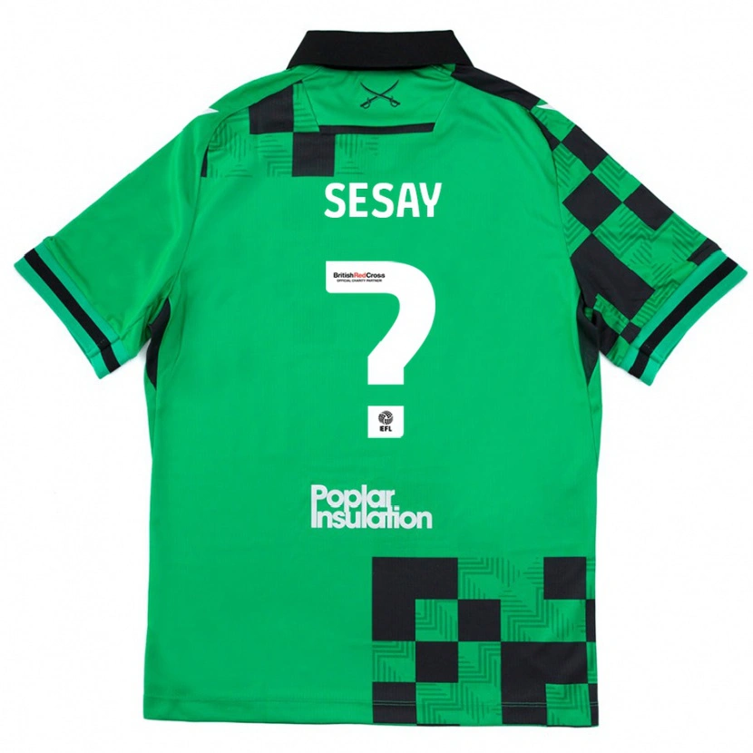 Danxen Män Malik Sesay #0 Grön Svart Bortatröja Matchtröjor 2024/25 Tröjor T-Tröja
