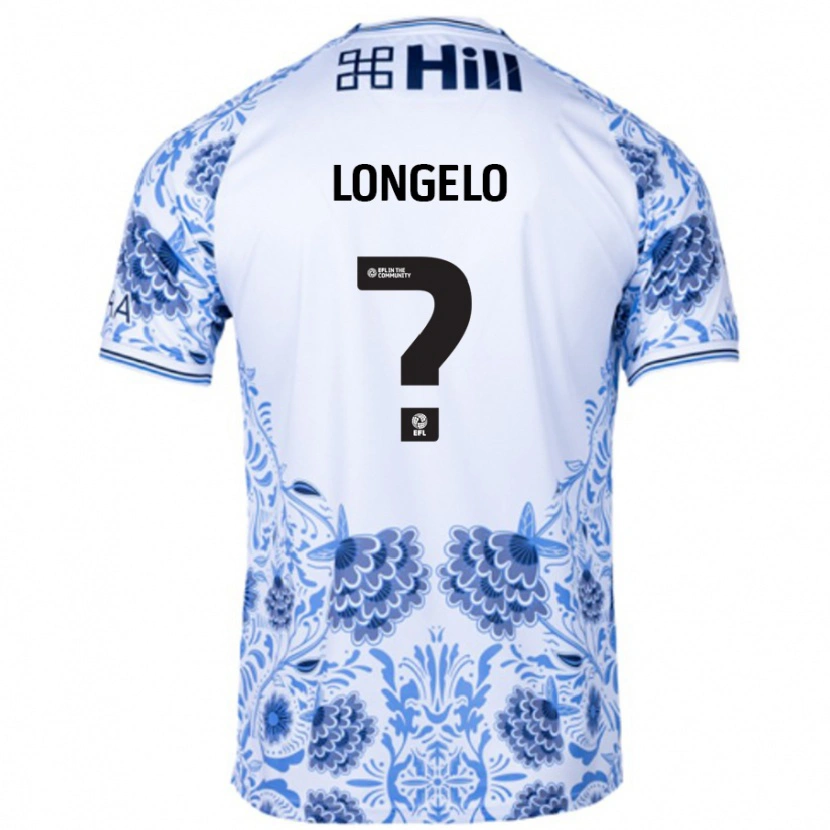 Danxen Män Emmanuel Longelo #0 Vit Blå Bortatröja Matchtröjor 2024/25 Tröjor T-Tröja