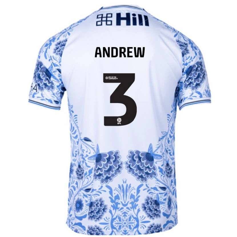 Danxen Män Danny Andrew #3 Vit Blå Bortatröja Matchtröjor 2024/25 Tröjor T-Tröja