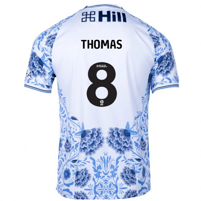 Danxen Män George Thomas #8 Vit Blå Bortatröja Matchtröjor 2024/25 Tröjor T-Tröja