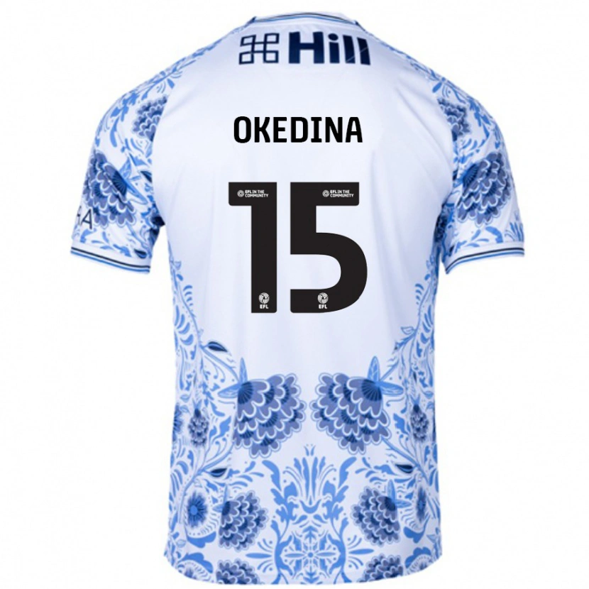 Danxen Män Jubril Okedina #15 Vit Blå Bortatröja Matchtröjor 2024/25 Tröjor T-Tröja