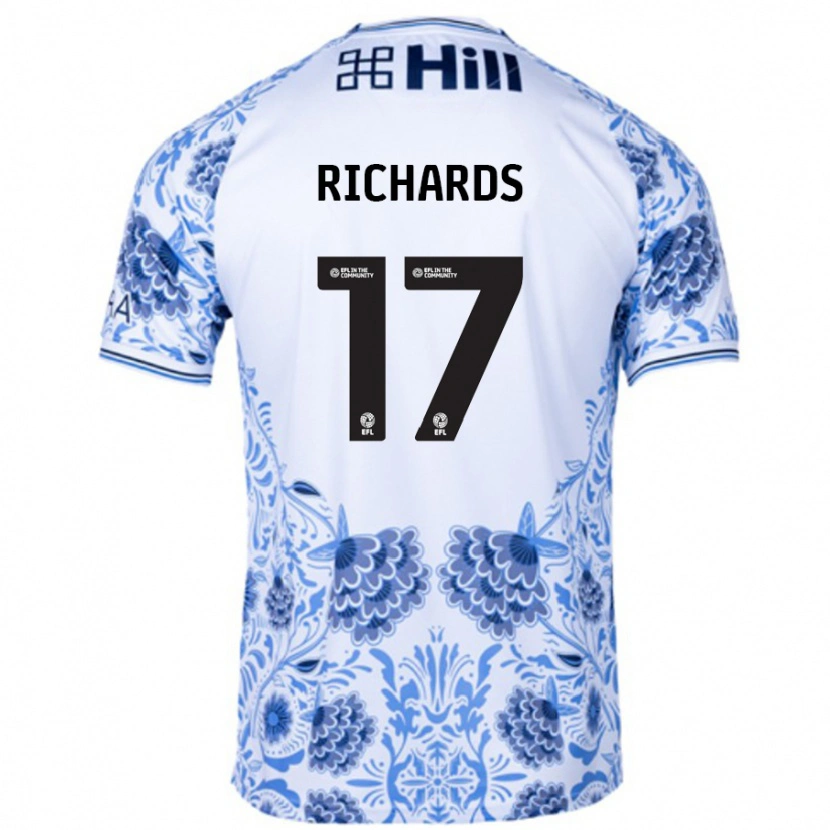Danxen Män Taylor Richards #17 Vit Blå Bortatröja Matchtröjor 2024/25 Tröjor T-Tröja