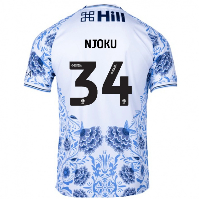Danxen Män Brandon Njoku #34 Vit Blå Bortatröja Matchtröjor 2024/25 Tröjor T-Tröja