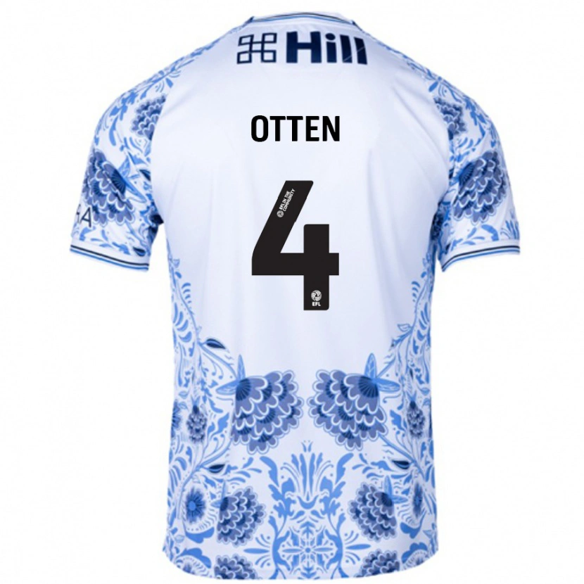 Danxen Män Gisela Otten #4 Vit Blå Bortatröja Matchtröjor 2024/25 Tröjor T-Tröja