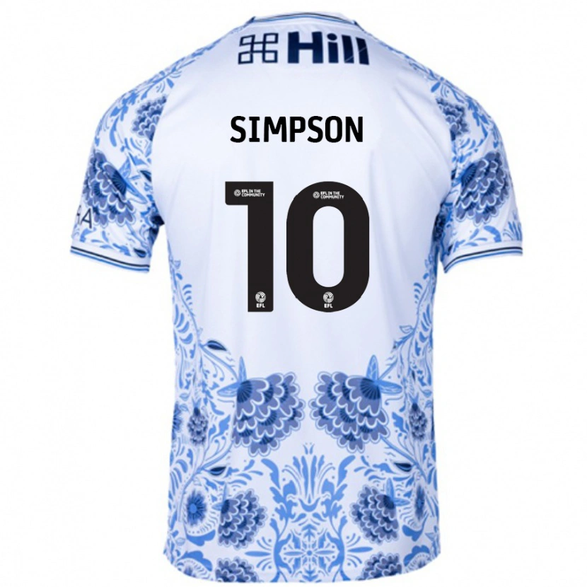 Danxen Män Harley-Jean Simpson #10 Vit Blå Bortatröja Matchtröjor 2024/25 Tröjor T-Tröja