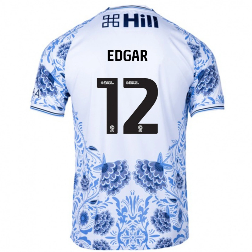 Danxen Män Sammy Edgar #12 Vit Blå Bortatröja Matchtröjor 2024/25 Tröjor T-Tröja
