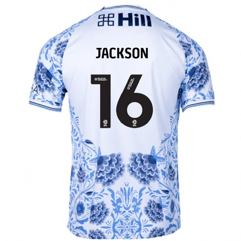 Danxen Män Abbie Jackson #16 Vit Blå Bortatröja Matchtröjor 2024/25 Tröjor T-Tröja