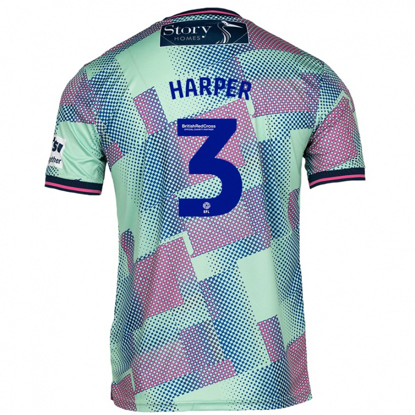 Danxen Män Cameron Harper #3 Grön Bortatröja Matchtröjor 2024/25 Tröjor T-Tröja