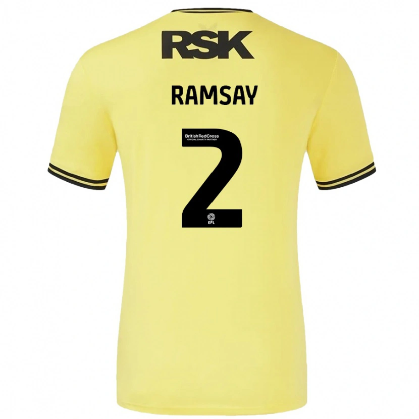 Danxen Män Kayne Ramsay #2 Gul Svart Bortatröja Matchtröjor 2024/25 Tröjor T-Tröja