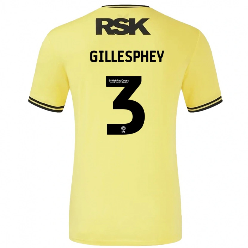 Danxen Män Macaulay Gillesphey #3 Gul Svart Bortatröja Matchtröjor 2024/25 Tröjor T-Tröja