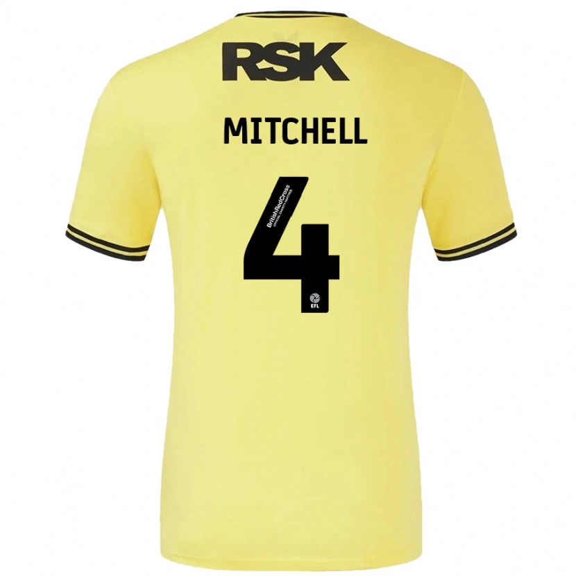 Danxen Män Alex Mitchell #4 Gul Svart Bortatröja Matchtröjor 2024/25 Tröjor T-Tröja