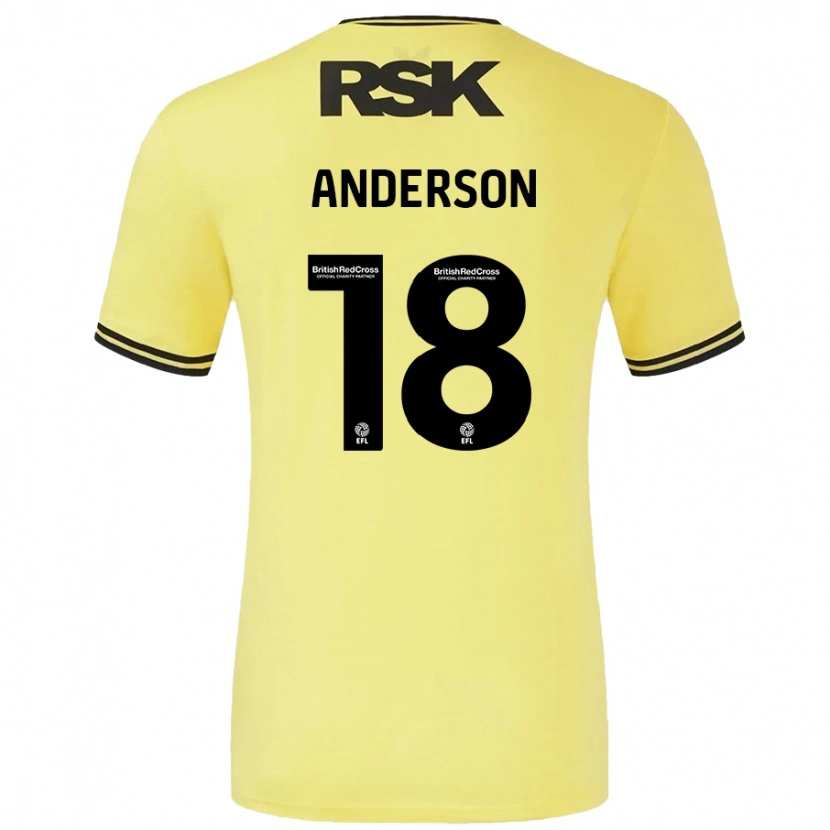 Danxen Män Karoy Anderson #18 Gul Svart Bortatröja Matchtröjor 2024/25 Tröjor T-Tröja
