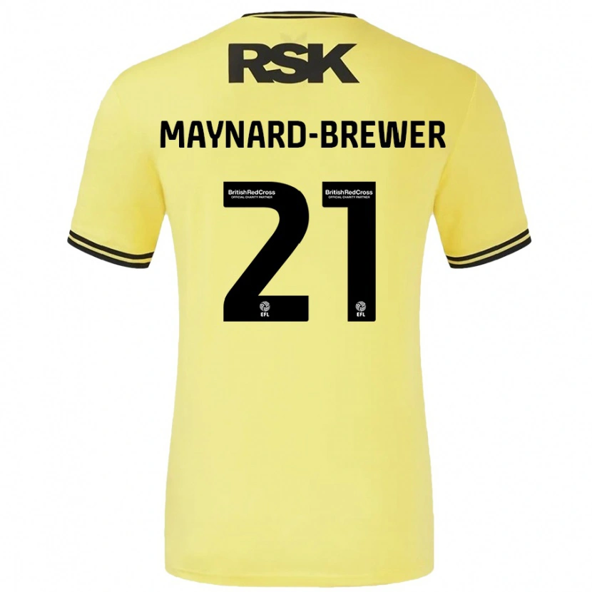 Danxen Män Ashley Maynard-Brewer #21 Gul Svart Bortatröja Matchtröjor 2024/25 Tröjor T-Tröja