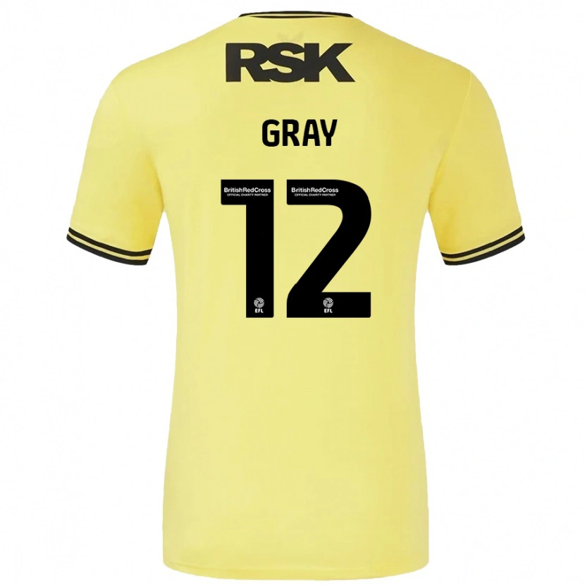Danxen Män Jessica Gray #12 Gul Svart Bortatröja Matchtröjor 2024/25 Tröjor T-Tröja