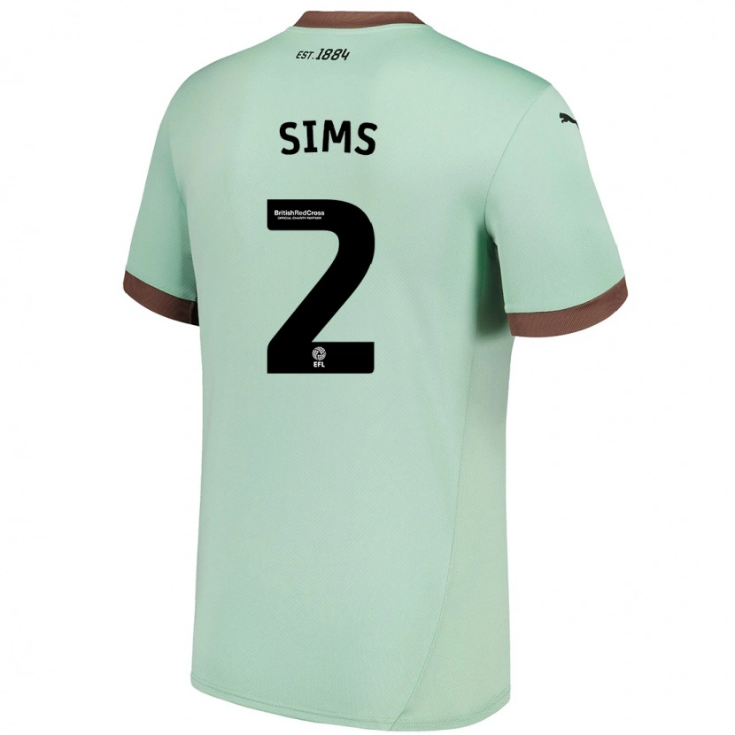 Danxen Män Amy Sims #2 Blek Grön Bortatröja Matchtröjor 2024/25 Tröjor T-Tröja