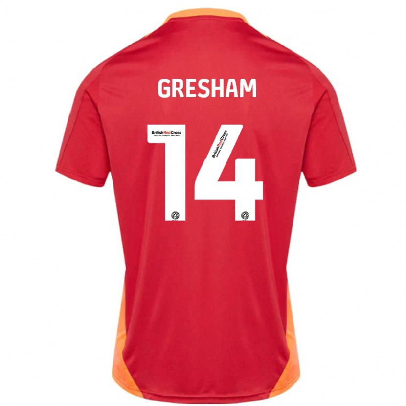Danxen Män Georgie-Marie Barbour-Gresham #14 Blå Benvit Bortatröja Matchtröjor 2024/25 Tröjor T-Tröja