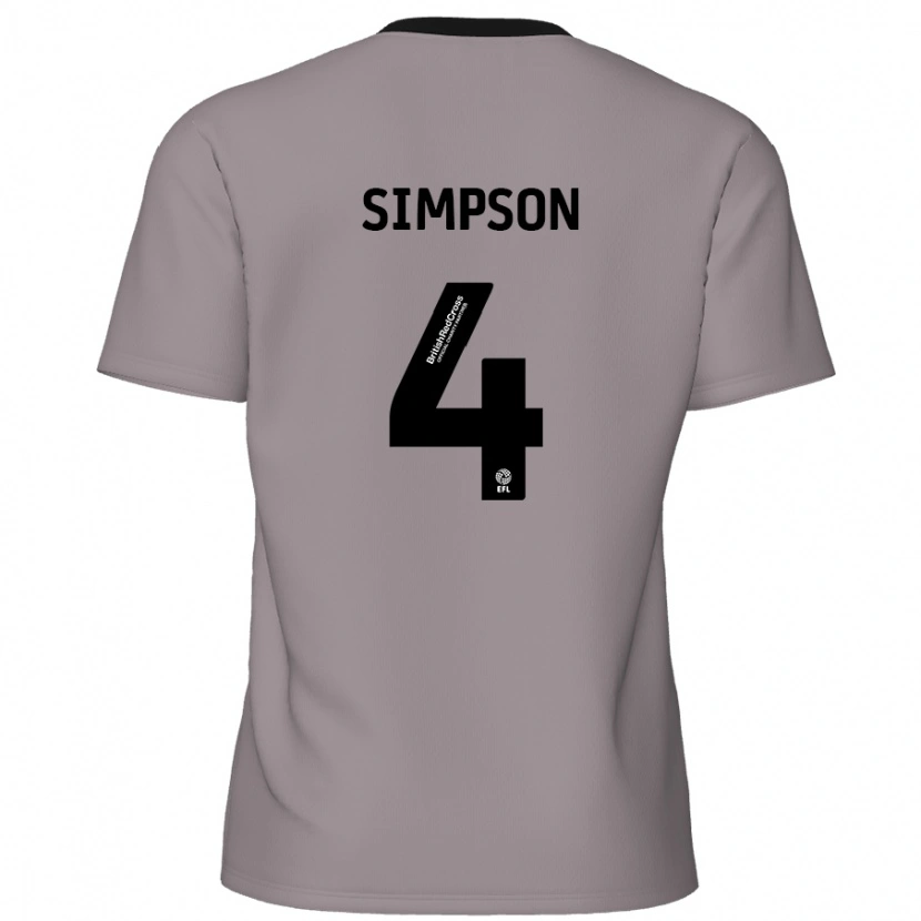 Danxen Män Jack Simpson #4 Grå Bortatröja Matchtröjor 2024/25 Tröjor T-Tröja