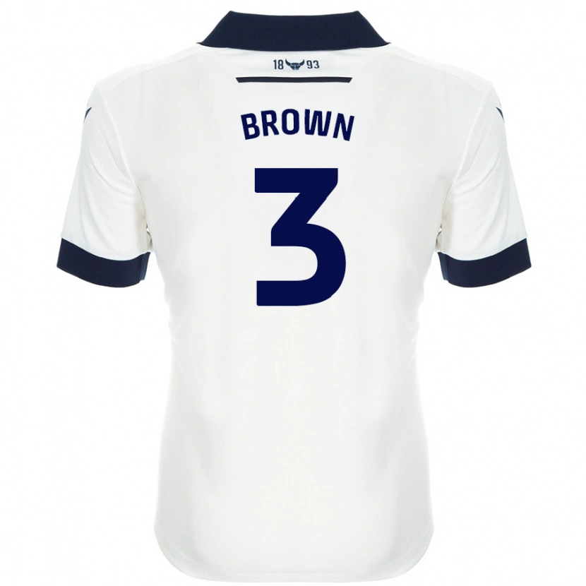 Danxen Män Ciaron Brown #3 Vit Marinblå Bortatröja Matchtröjor 2024/25 Tröjor T-Tröja