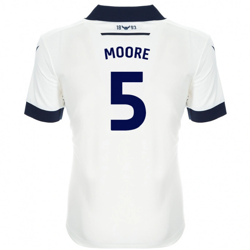 Danxen Män Elliott Moore #5 Vit Marinblå Bortatröja Matchtröjor 2024/25 Tröjor T-Tröja