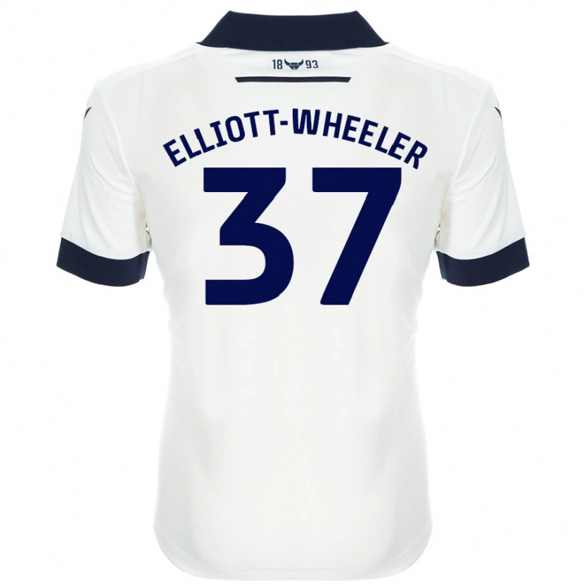 Danxen Män Aidan Elliott-Wheeler #37 Vit Marinblå Bortatröja Matchtröjor 2024/25 Tröjor T-Tröja