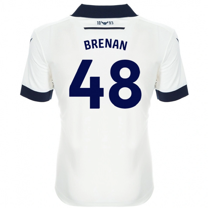 Danxen Män Tobias Brenan #48 Vit Marinblå Bortatröja Matchtröjor 2024/25 Tröjor T-Tröja