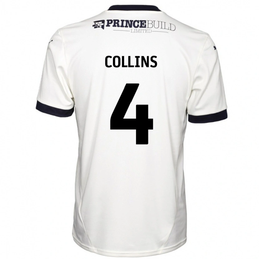 Danxen Män Archie Collins #4 Benvit Svart Bortatröja Matchtröjor 2024/25 Tröjor T-Tröja