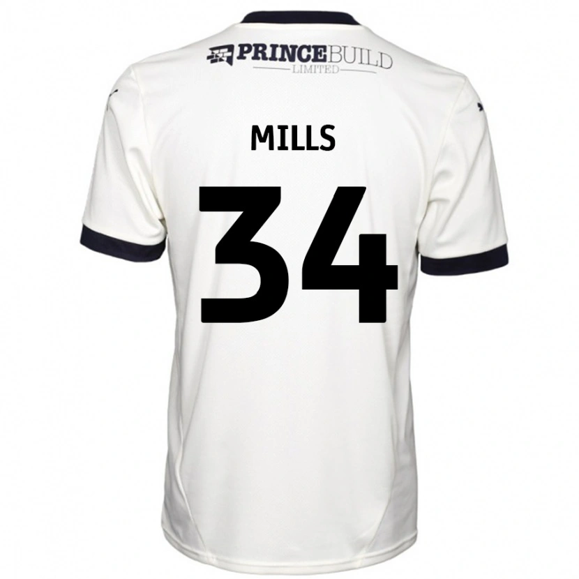 Danxen Män Harley Mills #34 Benvit Svart Bortatröja Matchtröjor 2024/25 Tröjor T-Tröja