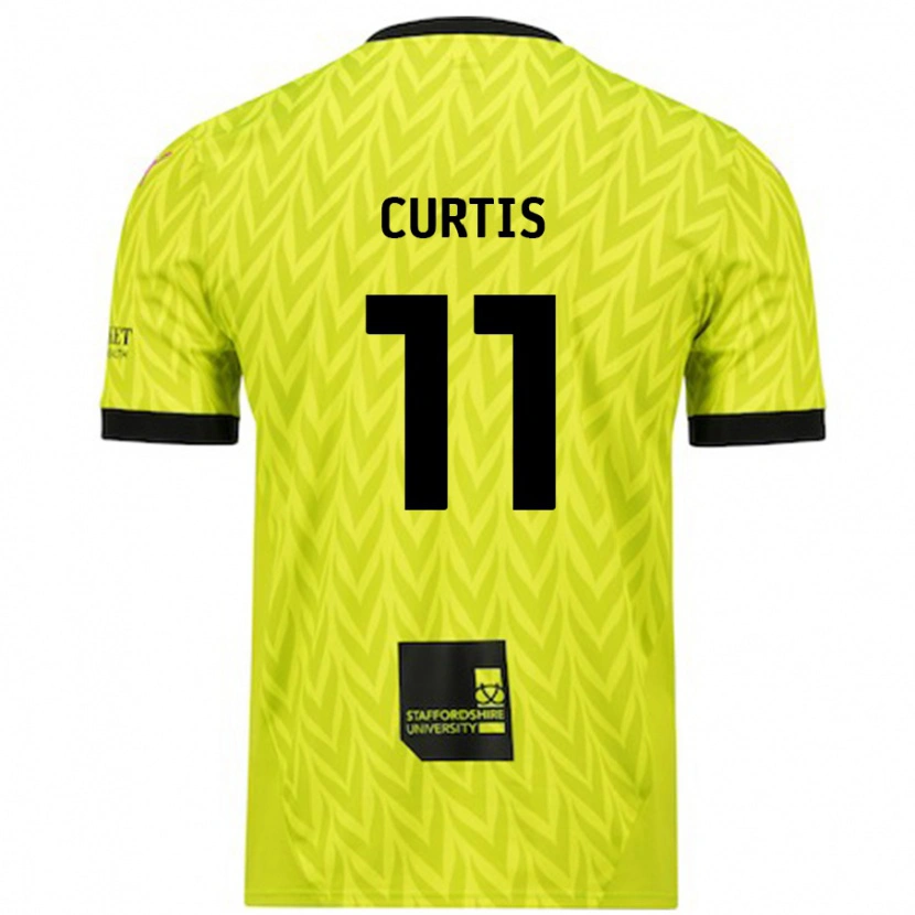 Danxen Män Ronan Curtis #11 Fluorescerande Grön Bortatröja Matchtröjor 2024/25 Tröjor T-Tröja