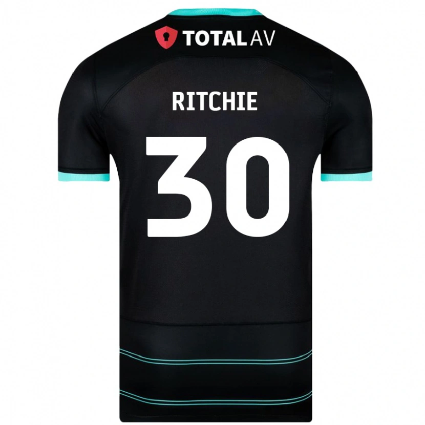 Danxen Män Matt Ritchie #30 Svart Bortatröja Matchtröjor 2024/25 Tröjor T-Tröja