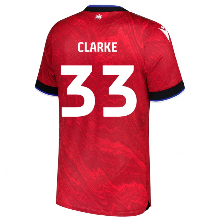 Danxen Män John Clarke #33 Röd Svart Bortatröja Matchtröjor 2024/25 Tröjor T-Tröja