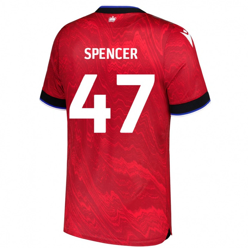 Danxen Män Shay Spencer #47 Röd Svart Bortatröja Matchtröjor 2024/25 Tröjor T-Tröja