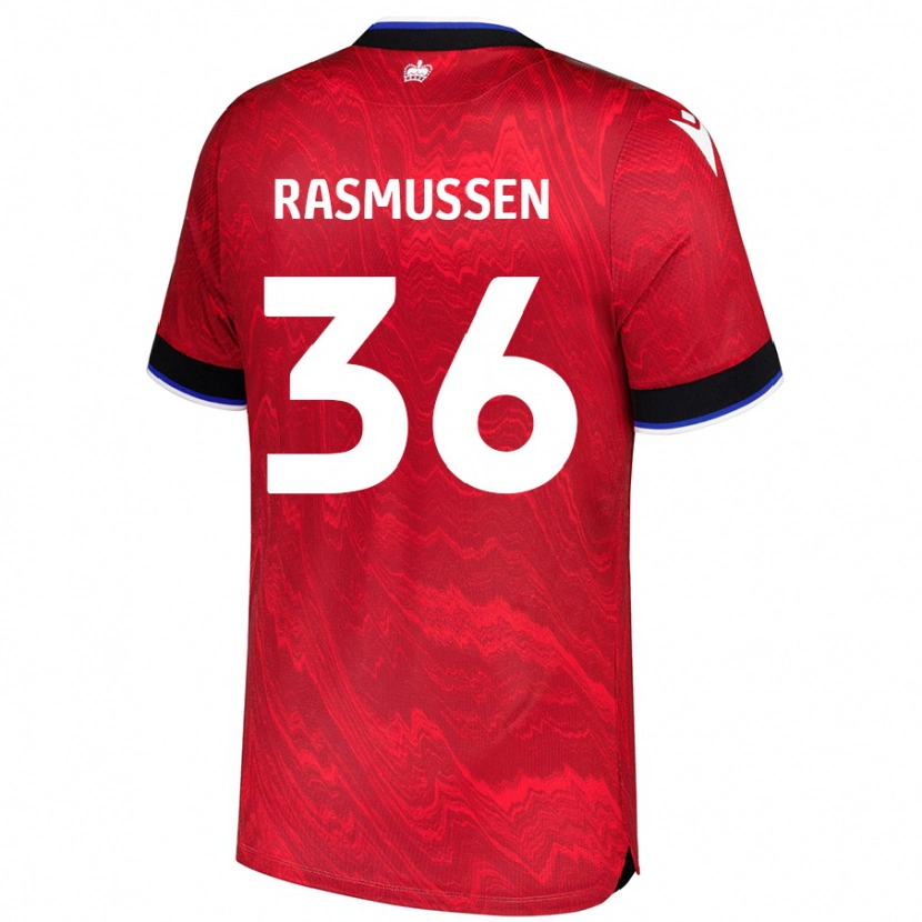 Danxen Män Tash Rasmussen #36 Röd Svart Bortatröja Matchtröjor 2024/25 Tröjor T-Tröja