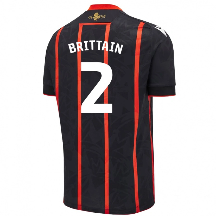 Danxen Män Callum Brittain #2 Svart Röd Bortatröja Matchtröjor 2024/25 Tröjor T-Tröja