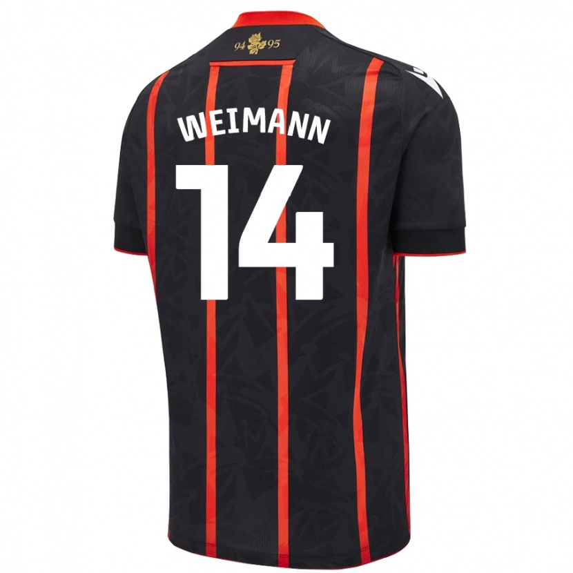 Danxen Män Andreas Weimann #14 Svart Röd Bortatröja Matchtröjor 2024/25 Tröjor T-Tröja