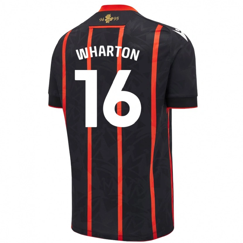 Danxen Män Scott Wharton #16 Svart Röd Bortatröja Matchtröjor 2024/25 Tröjor T-Tröja