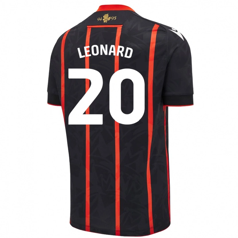 Danxen Män Harry Leonard #20 Svart Röd Bortatröja Matchtröjor 2024/25 Tröjor T-Tröja