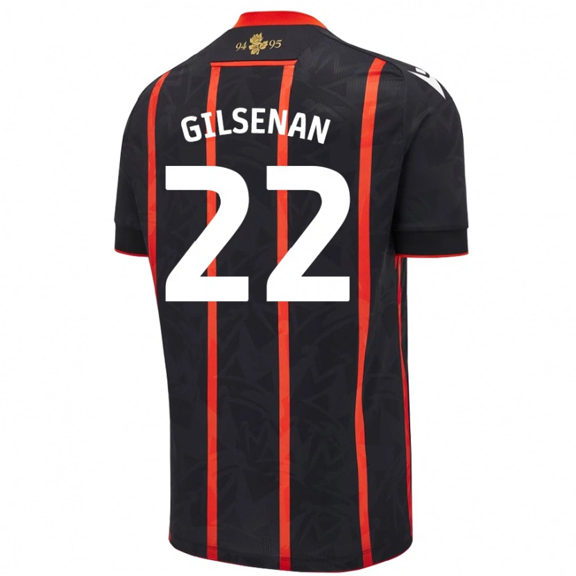Danxen Män Zak Gilsenan #22 Svart Röd Bortatröja Matchtröjor 2024/25 Tröjor T-Tröja