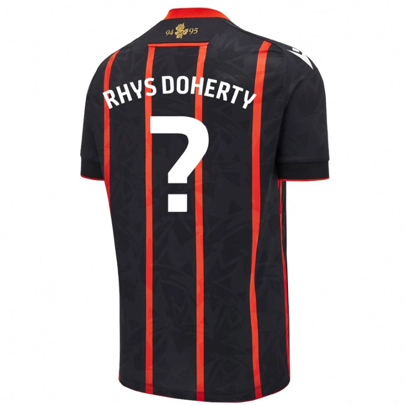 Danxen Män Rhys Doherty #0 Svart Röd Bortatröja Matchtröjor 2024/25 Tröjor T-Tröja