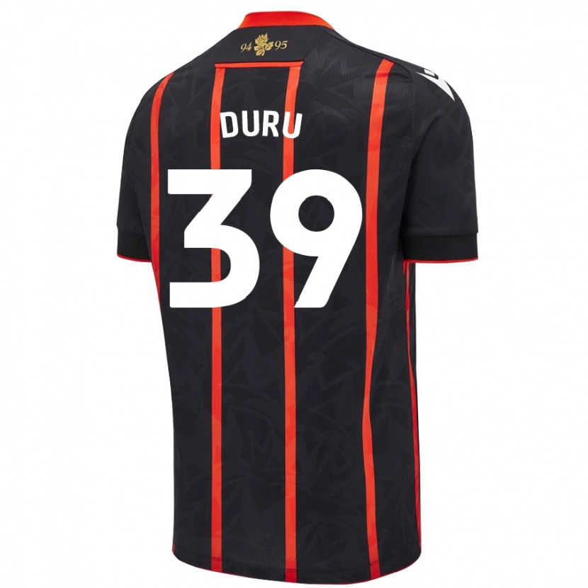 Danxen Män Leo Duru #39 Svart Röd Bortatröja Matchtröjor 2024/25 Tröjor T-Tröja