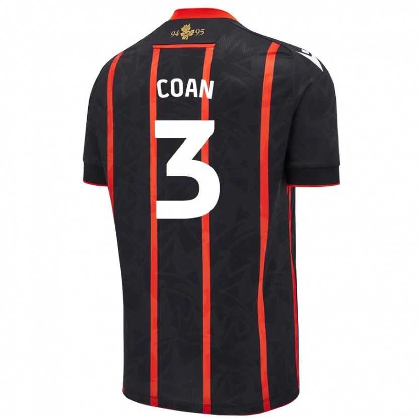 Danxen Män Hannah Coan #3 Svart Röd Bortatröja Matchtröjor 2024/25 Tröjor T-Tröja