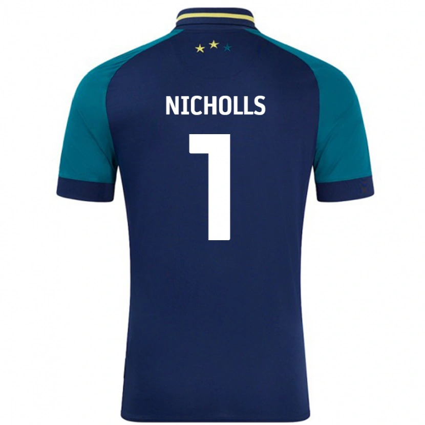 Danxen Män Lee Nicholls #1 Marinblå Mörkgrön Bortatröja Matchtröjor 2024/25 Tröjor T-Tröja