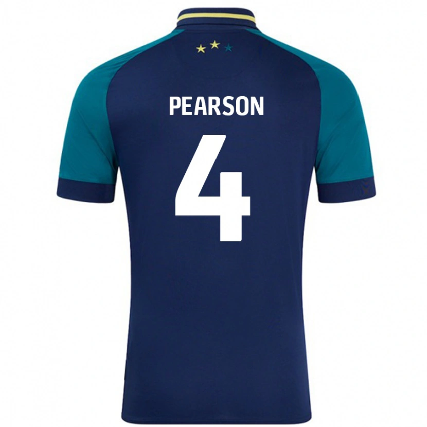 Danxen Män Matty Pearson #4 Marinblå Mörkgrön Bortatröja Matchtröjor 2024/25 Tröjor T-Tröja