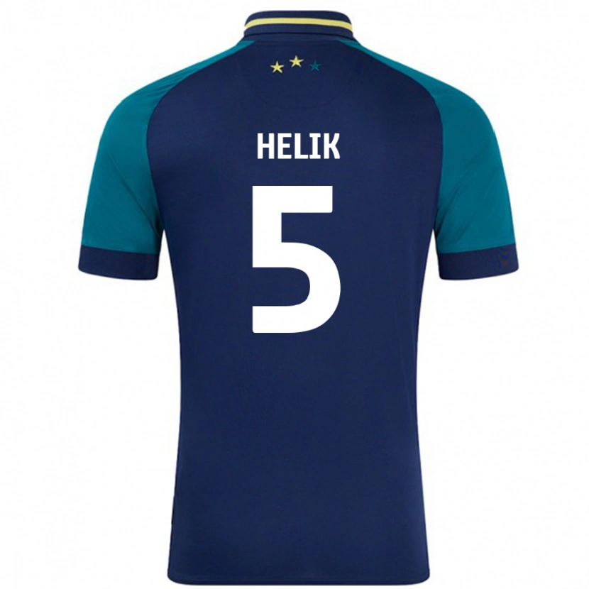 Danxen Män Michal Helik #5 Marinblå Mörkgrön Bortatröja Matchtröjor 2024/25 Tröjor T-Tröja