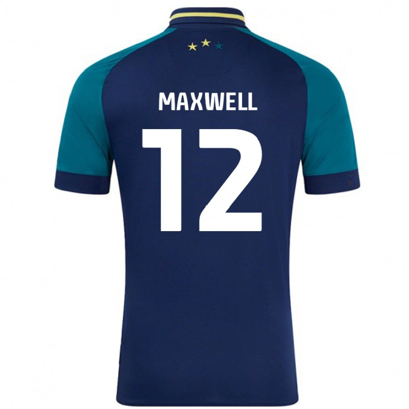 Danxen Män Chris Maxwell #12 Marinblå Mörkgrön Bortatröja Matchtröjor 2024/25 Tröjor T-Tröja