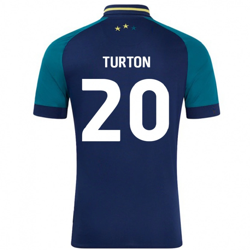 Danxen Män Ollie Turton #20 Marinblå Mörkgrön Bortatröja Matchtröjor 2024/25 Tröjor T-Tröja
