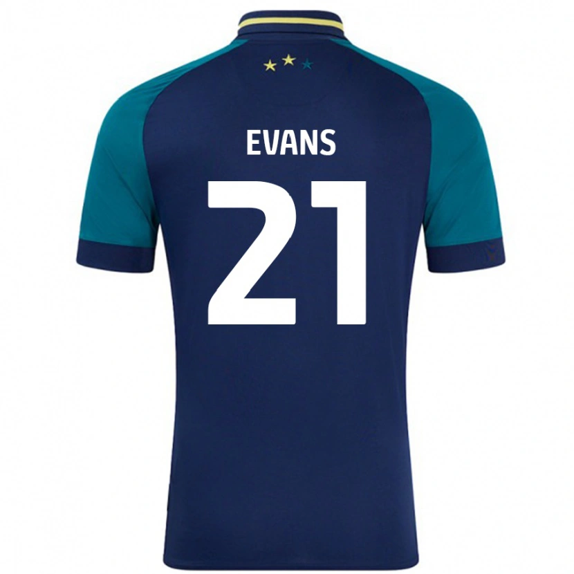 Danxen Män Antony Evans #21 Marinblå Mörkgrön Bortatröja Matchtröjor 2024/25 Tröjor T-Tröja