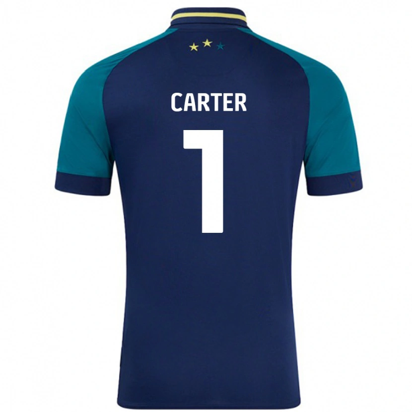 Danxen Män Laura Carter #1 Marinblå Mörkgrön Bortatröja Matchtröjor 2024/25 Tröjor T-Tröja