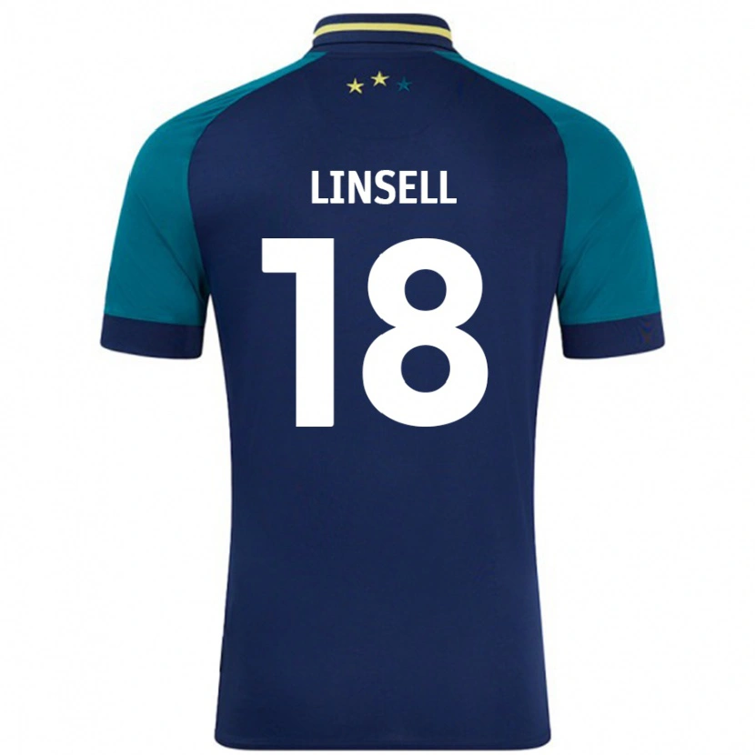 Danxen Män Alice Linsell #18 Marinblå Mörkgrön Bortatröja Matchtröjor 2024/25 Tröjor T-Tröja