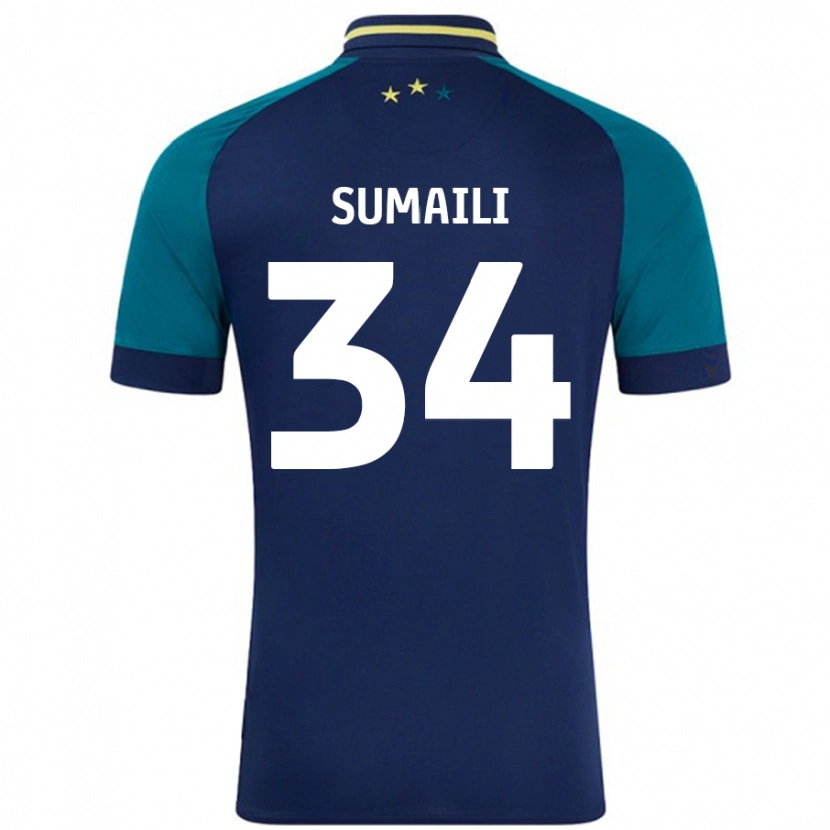 Danxen Män Falone Sumaili #34 Marinblå Mörkgrön Bortatröja Matchtröjor 2024/25 Tröjor T-Tröja